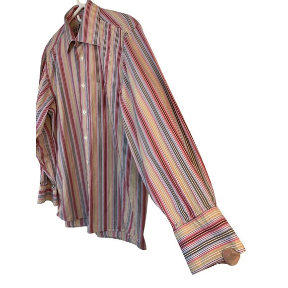 VTG 90s Klaus Boehler Dress Shirt Stripe L 16.5" Neck 32 Sleeve Classic 8913 - Picture 5 of 9